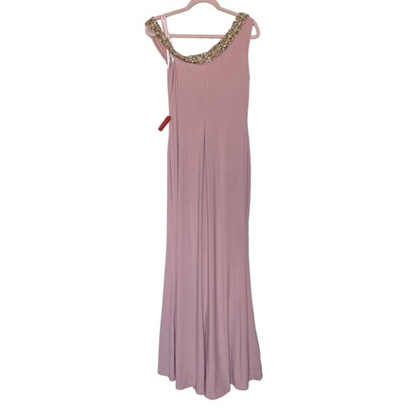 Mac Duggal Dress Gown Size 6 Pink Beaded Drop Shoulder Rhinestones 68163 $398 - Picture 12 of 16